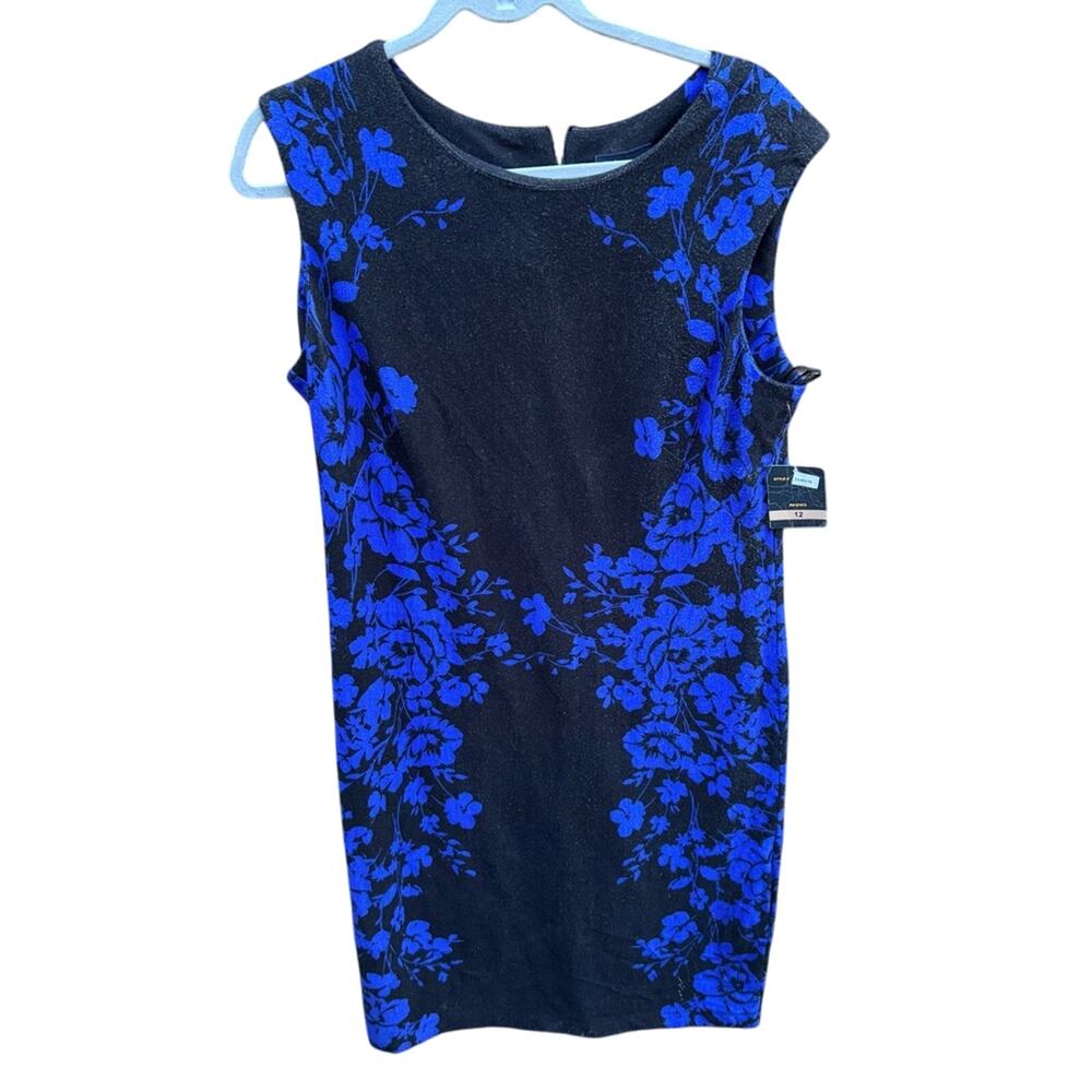 NWT New Just Taylor Womens Size 12 Blue Floral Sleevless Back Zip Midi Dress